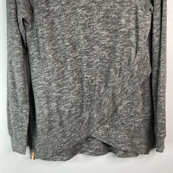 TENTREE Acre Sweater Organic Cotton Grey Longsleeve Marled Crossover Hem Size XS - Picture 4 of 10